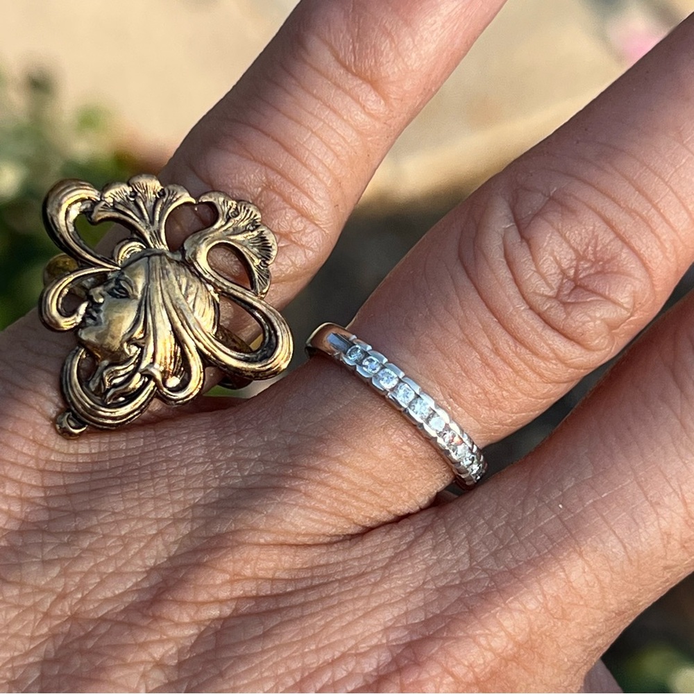 Vintage Art Nouveau Adjustable Lady Rings – Estate Gold-Plated – Size 4 to 8 - Picture 6 of 7
